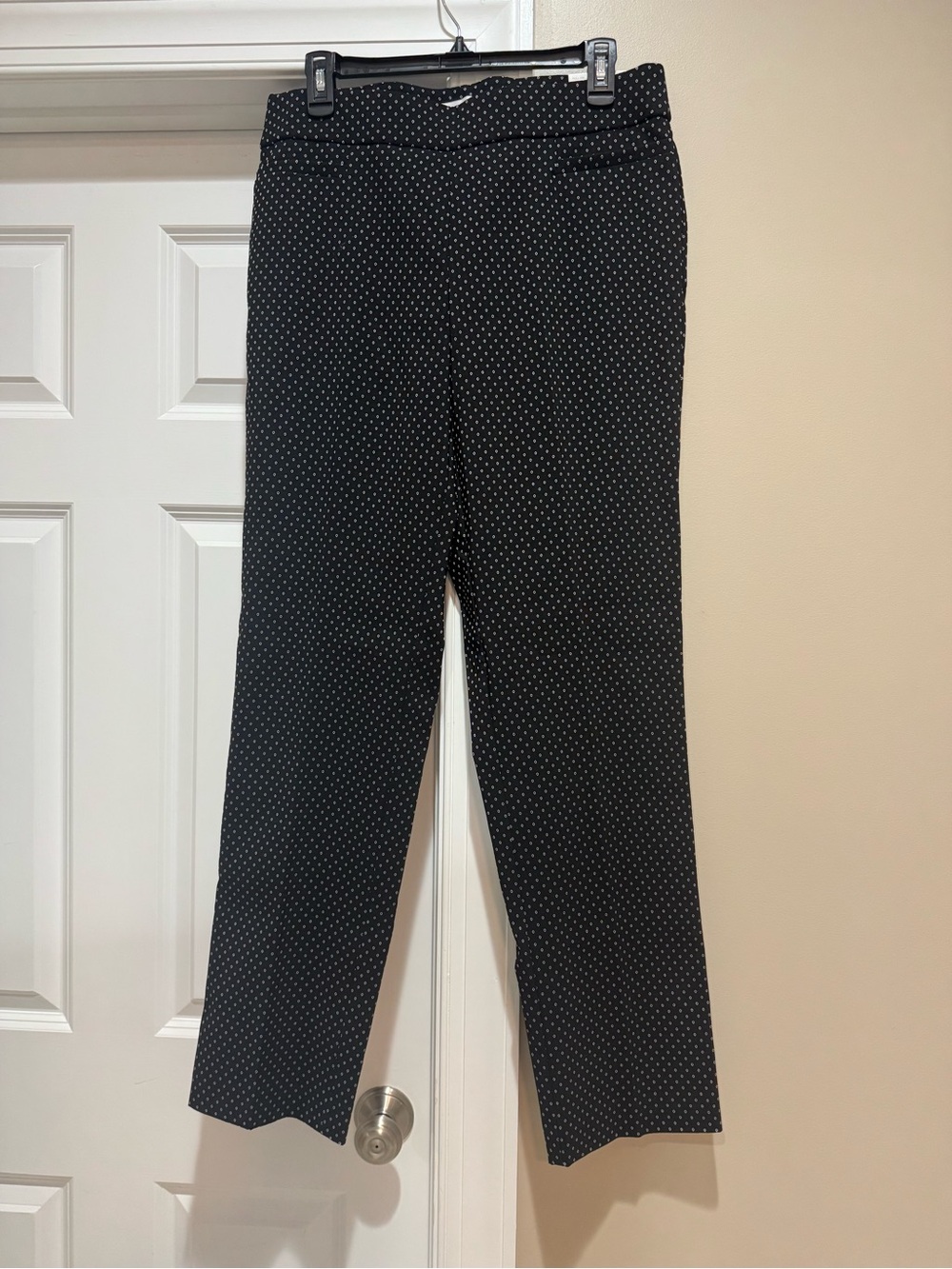 Liz Claiborne Black with White Polka Dot Straight-Leg Trousers